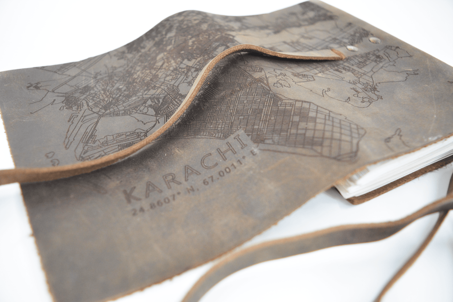 Karachi - Mapped Leather Journal