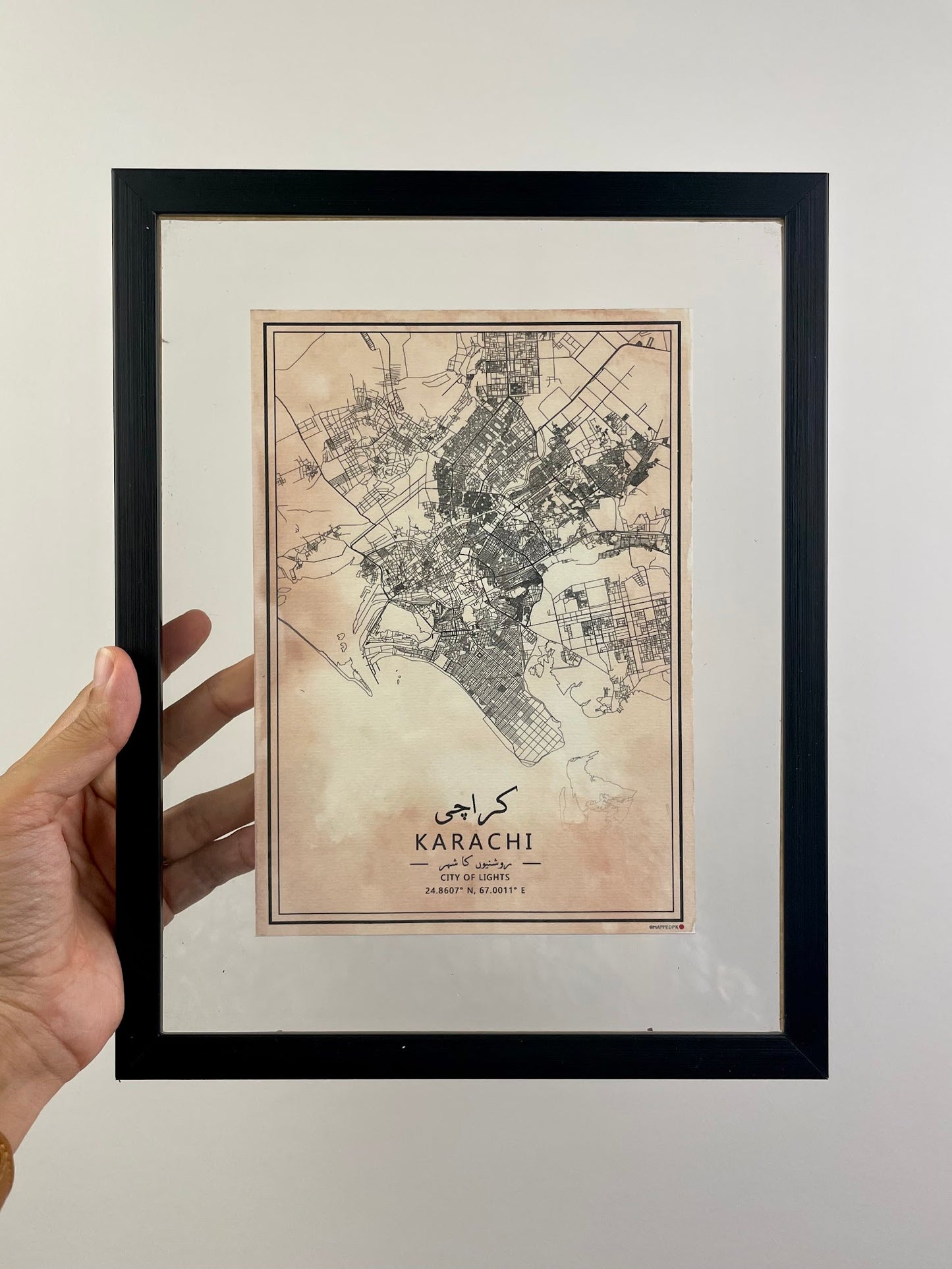Karachi - Double Glass Framed Map