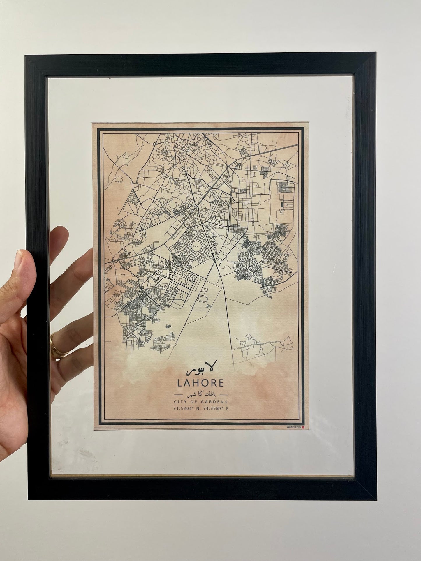 Lahore - Double Glass Framed Map