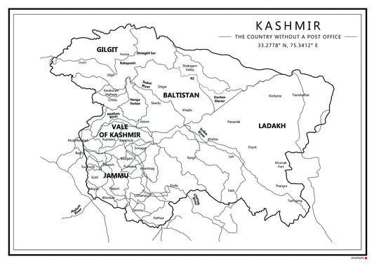 Kashmir - Printed Map