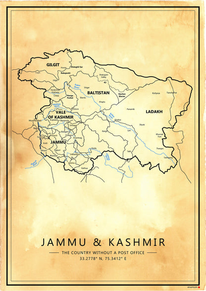 Kashmir - Printed Map