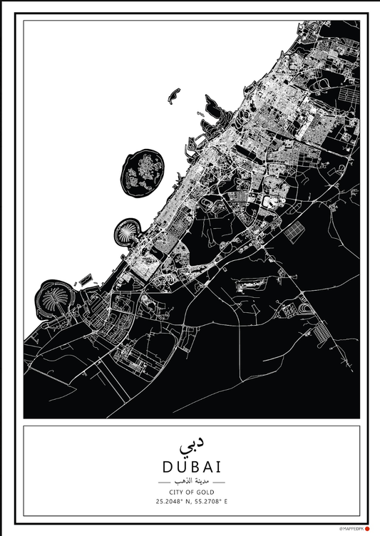 Dubai - Gold Hand Painted Map