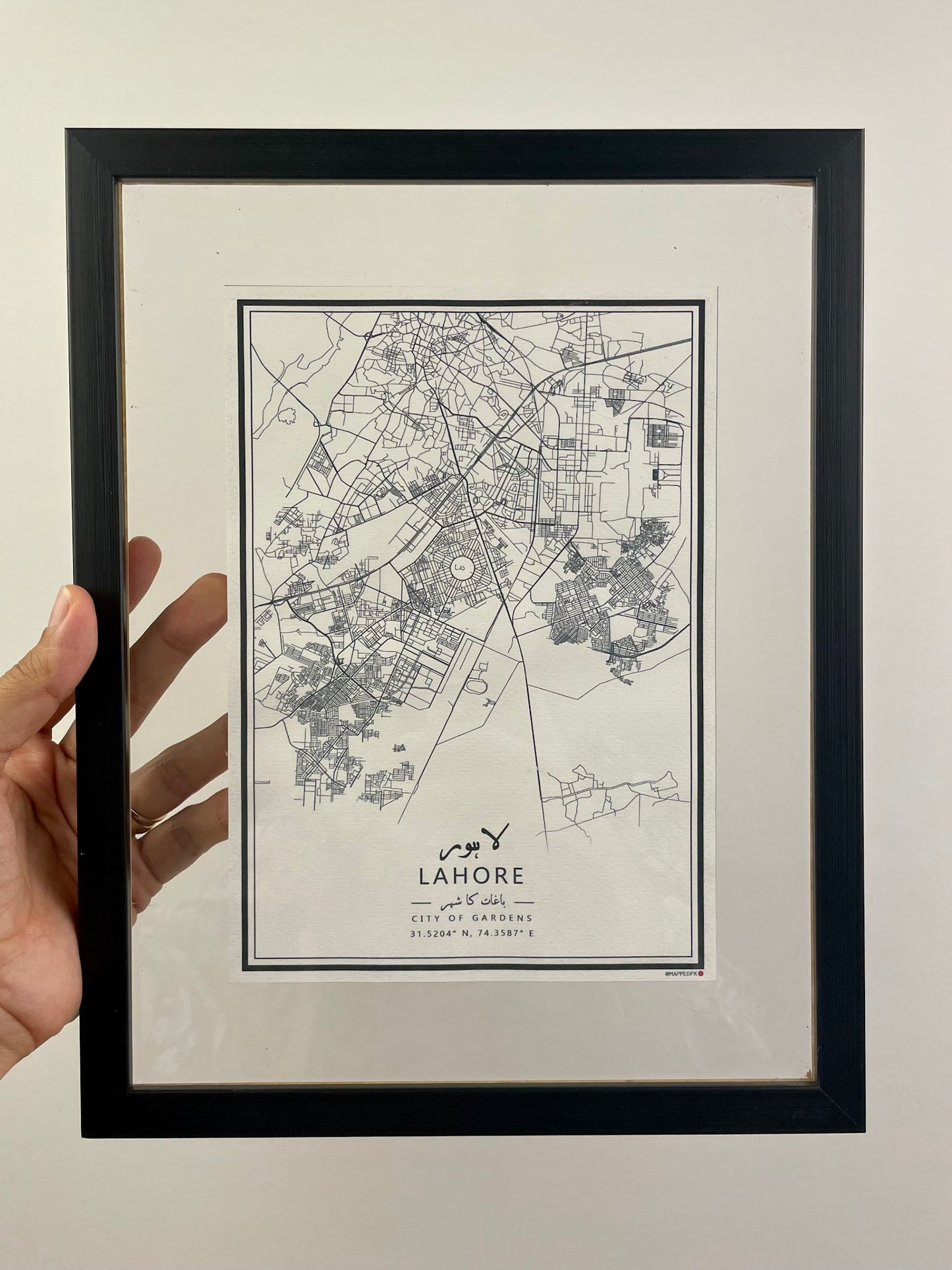 Lahore - A5 Double Glass Black Framed Map