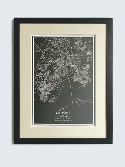 Lahore - Black Framed A3 Map